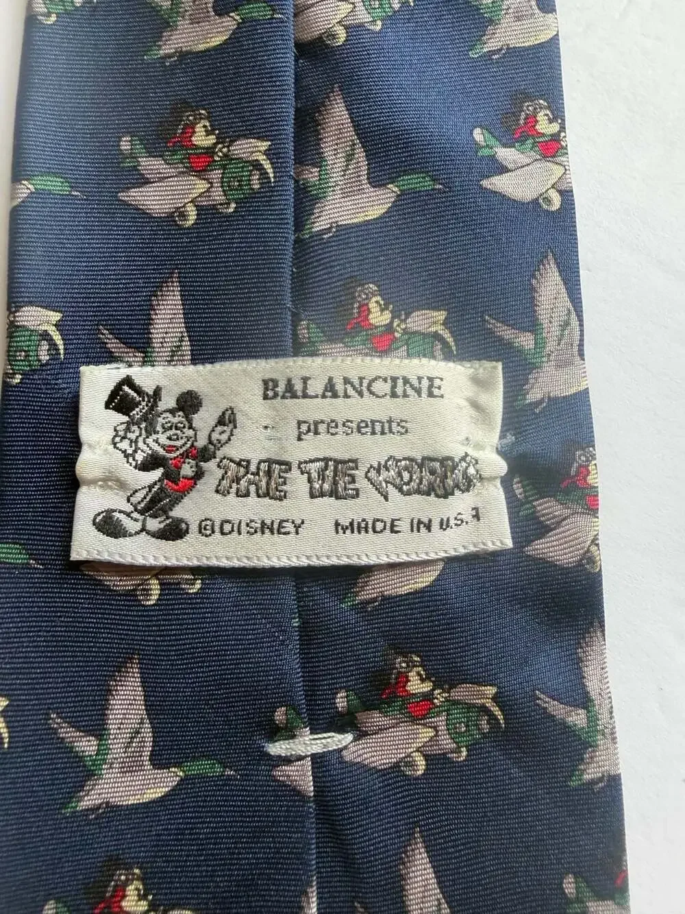 Vintage Balancine Presents The Tie Works Disney Mickey Mouse and Duck Print Silk